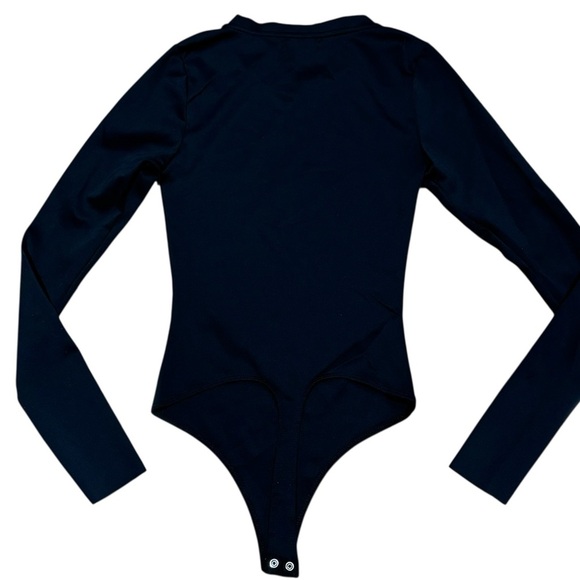 Good American Sz 0 / XL Black Bodysuit Scuba Crew Minimalist Classic Long sleeve - Picture 6 of 8